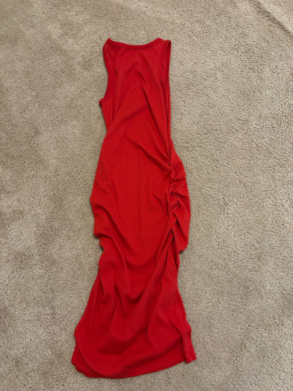Sleeveless Red Ruched Maxi Dress